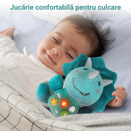 Jucarie pentru bebelusi, Simply Joy, de plus, dinozaur, cu sunete si lumini, albastru, + 6 luni [3]