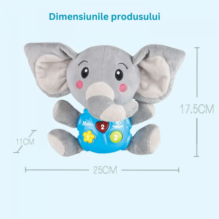 Jucarie pentru Bebelusi, Simply Joy, Elefant de Plus, cu Sunete si Lumini, pentru Fete si Baieti, Bebelusi de 6 luni, 9 luni, 12 luni, 1 an, 2 ani, Gri [8]