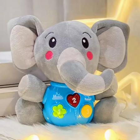Jucarie pentru Bebelusi, Simply Joy, Elefant de Plus, cu Sunete si Lumini, pentru Fete si Baieti, Bebelusi de 6 luni, 9 luni, 12 luni, 1 an, 2 ani, Gri [1]