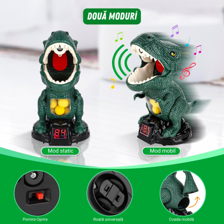 Jucarie pusca cu dinozauri, Simply Joy, cu tinta, pentru baieti si fete, verde, + 3 ani [6]