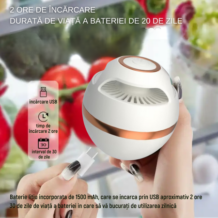 Odorizant pentru frigider, Simply Joy, cu mini USB, Elimina mirosul din frigider, masina, sifonier, dulap pentru pantofi, congelator, Reutilizabil, Alb [3]
