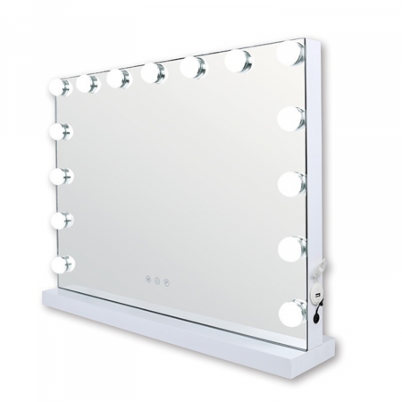 Oglinda machiaj profesionala, Simply joy, cu 15 becuri led si touch, 3 tipuri de lumina, intensitate reglabila, 58 x 46 x 12 cm, Alba [5]