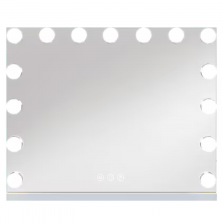 Corpuri de iluminat - Oglinda machiaj profesionala, Simply joy, cu 15 becuri led si touch, 3 tipuri de lumina, intensitate reglabila, 58 x 46 x 12 cm, Alba