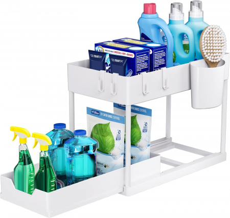 Ustensile de bucatarie - raft organizator expensibil alb