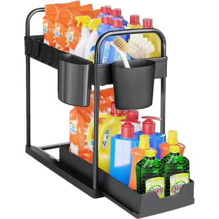 Ustensile de bucatarie - raft organizator expensibil negru