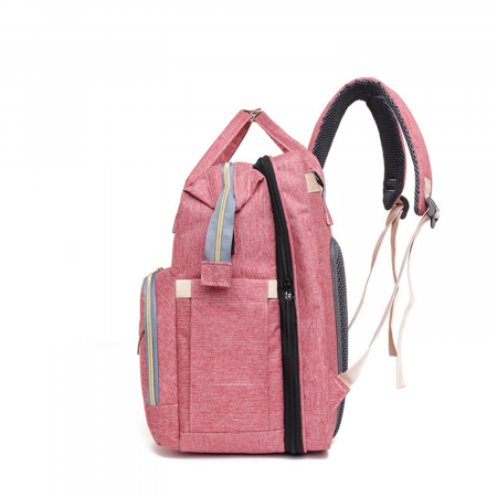 Geanta - Rucsac multifunctional, cu patut pliabil, pentru mamici si copii, impermeabil, roz [8]