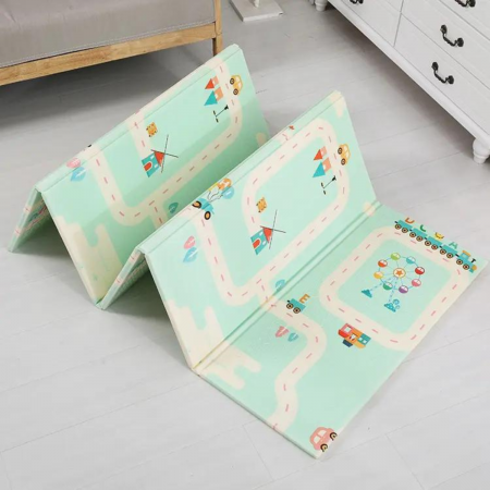 RESIGILAT - Covor de joaca termic girafa si tren 200 X 150 X 1.5 cm, Simply Joy,pliabil,antiderapant,educativ si interactiv cu doua fete, extra gros, protectie impotriva loviturilor, cadou bebelusi [2]
