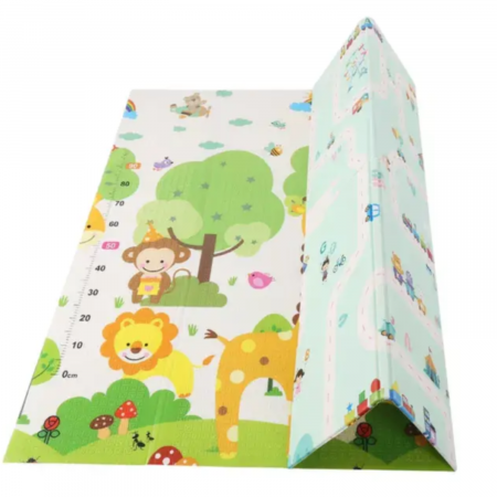 Resigilate - RESIGILAT - Covor de joaca termic girafa si tren 200 X 180 X 1.5 cm, Simply Joy,pliabil,antiderapant,educativ si interactiv cu doua fete, extra gros, protectie impotriva loviturilor