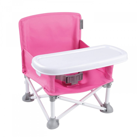 Scaun de masa pentru bebelusi si copii, Simply Joy, Tavita si Husa Detasabile si Lavabile, Multifunctional si Stabil, Centura de siguranta, Cos de depozitare, Roz, +6 luni [0]