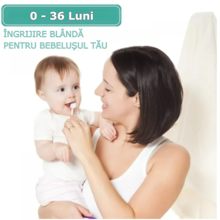 Set 30 bucati Periute de Dinti pentru Bebelusi Simply Joy®, Unica folosinta, pentru curatare limba, gingii si dinti sugari si copii, Ambalaj individual, Alb [5]
