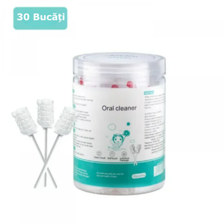 Set 30 bucati Periute de Dinti pentru Bebelusi Simply Joy®, Unica folosinta, pentru curatare limba, gingii si dinti sugari si copii, Ambalaj individual, Alb [7]