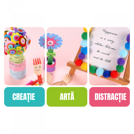 Set 3000 de Piese de Arta si Meserii pentru Copii, cu cutie portabila de depozitare pliabila in 3 straturi, Jucarie de artizanat pentru copii fete si baieti de 3-9 ani [4]