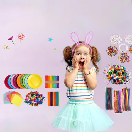 Set 3000 de Piese de Arta si Meserii pentru Copii, cu cutie portabila de depozitare pliabila in 3 straturi, Jucarie de artizanat pentru copii fete si baieti de 3-9 ani [5]