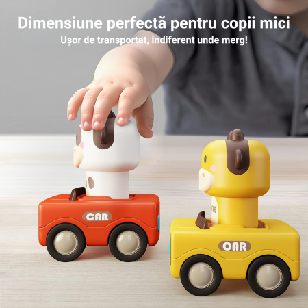 Set 4 Masinute de jucarie, Simply joy, cu animale pentru bebelusi, copii, fete si baieti [1]