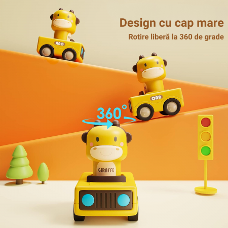Set 4 Masinute de jucarie, Simply joy, cu animale pentru bebelusi, copii, fete si baieti [2]