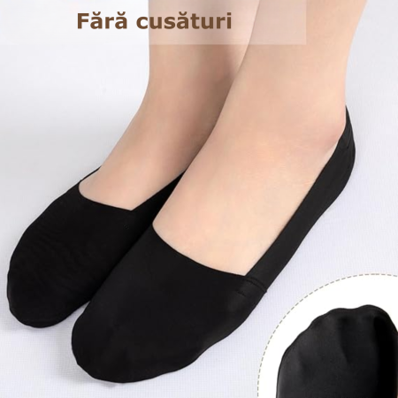 Set 9 perechi de sosete scurte pentru femei, Simply Joy, Subtiri, invizibile, anti-alunecare, Marime universala 35-40 EU, pentru mocasini, balerini, pantofi decupati, imprimeu uni, negru/alb/bej [4]