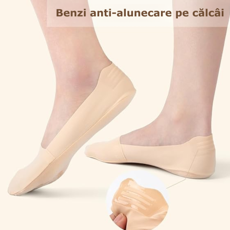 Set 9 perechi de sosete scurte pentru femei, Simply Joy, Subtiri, invizibile, anti-alunecare, Marime universala 35-40 EU, pentru mocasini, balerini, pantofi decupati, imprimeu uni, negru/alb/bej [3]