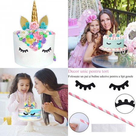 Set de baloane si accesorii petrecere aniversara, Simply Joy®, 164 Piese, Tematica Unicorn, Baloane, Banner “Happy Birthday”, Decor pentru tort, Farfurii, Pahare, Servetele, Lingurite, Furculite, Cuti [5]
