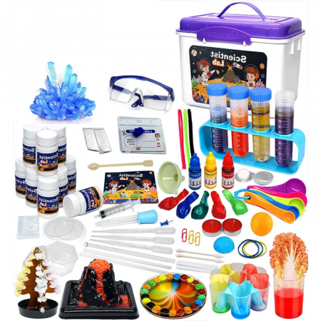 Produse - Set de Joaca Educativ Stiinta pentru Copii, Simply Joy®, Jucarie STEM cu 80 Experimente Stiintifice, Instructiuni in Limba Romana, Jucarie Educativa pentru Baieti si Fete