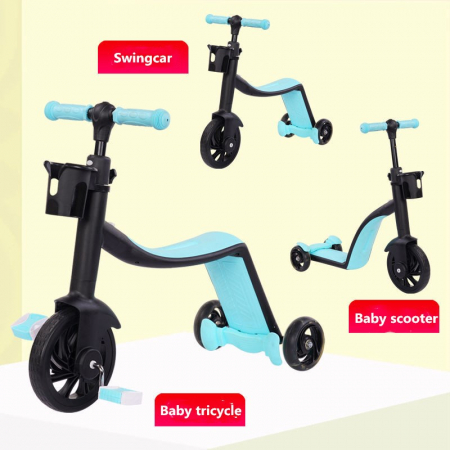 Trotineta multifunctionala 3 in 1, Simply Joy, transformabila in bicicleta, reglabila pe inaltime, cadou pentru copii 2- 6 ani, pentru interior/exterior, albastru [1]