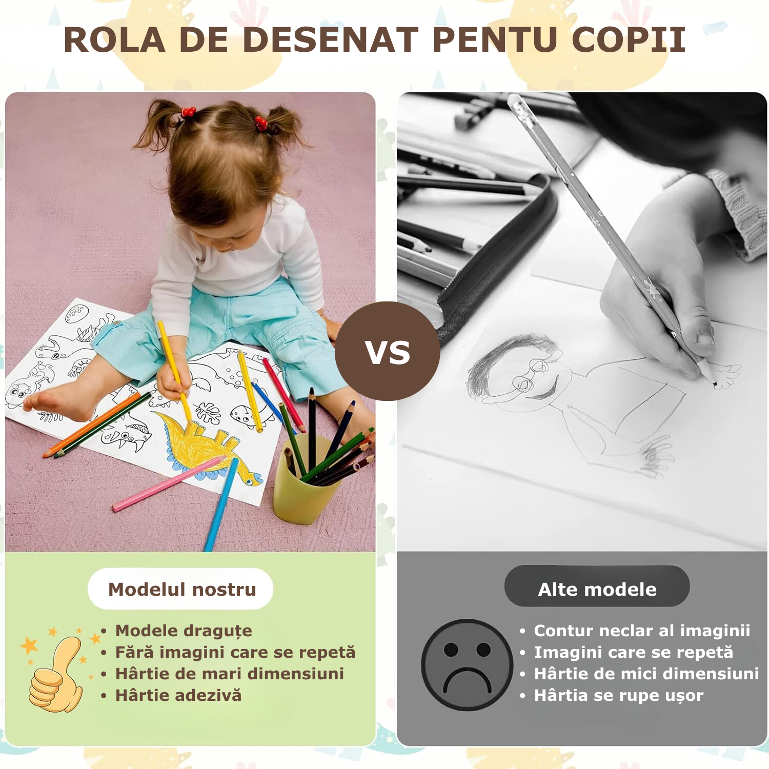 Modele drăguțe, fără imagini care se repetă, hârtie mare și adezivă