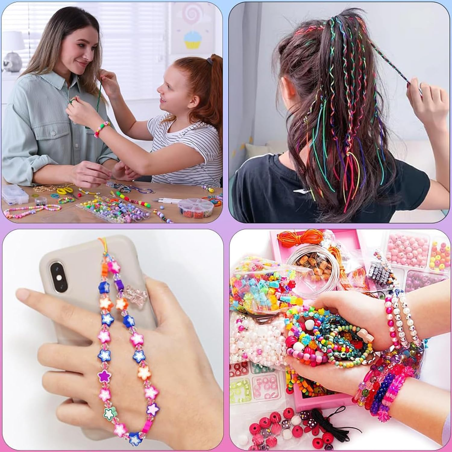 Lucru împreună, decorațiuni pentru păr și brățări