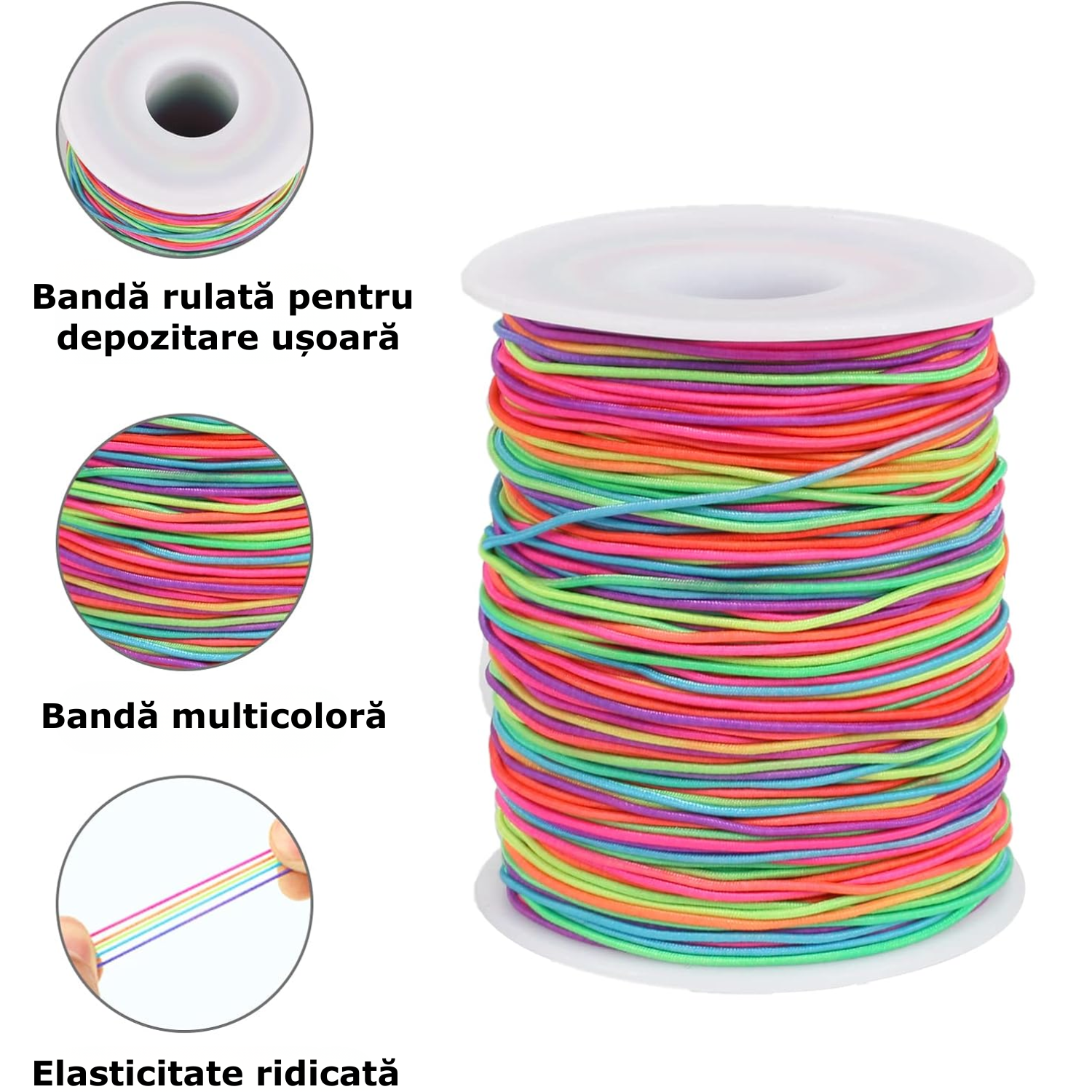 Rulat pe mosor, multicolor, cu elasticitate ridicată