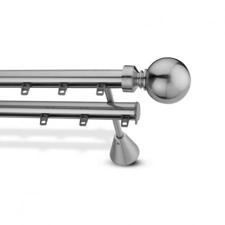 Duble - Galerie dubla cu canal de culisare, culoare inox, Sphere