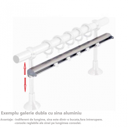 Galerie metalica dubla Inox, culoare nichel mat, cod P93-4829-2 [5]