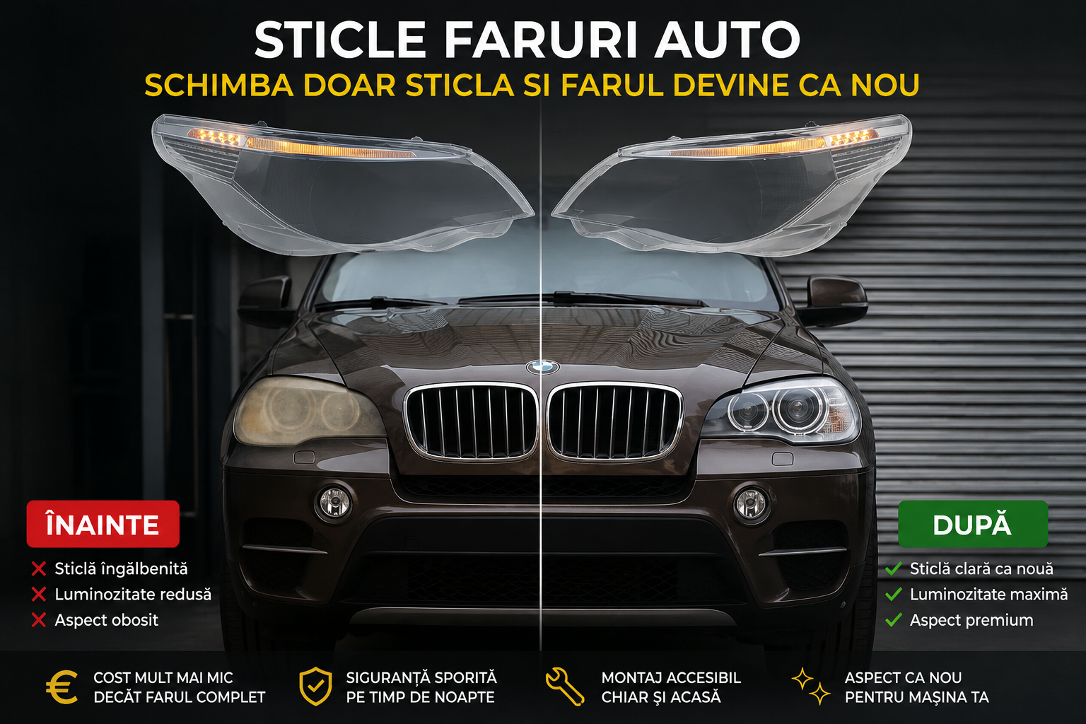 Sticle faruri auto – inlocuieste doar sticla si economisesti sute de euro