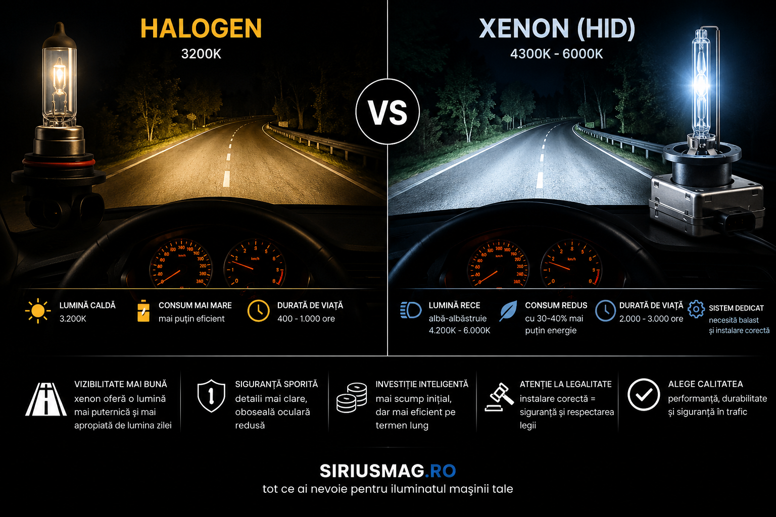 Becuri cu halogen sau becuri cu xenon – ce aleg pentru masina mea?