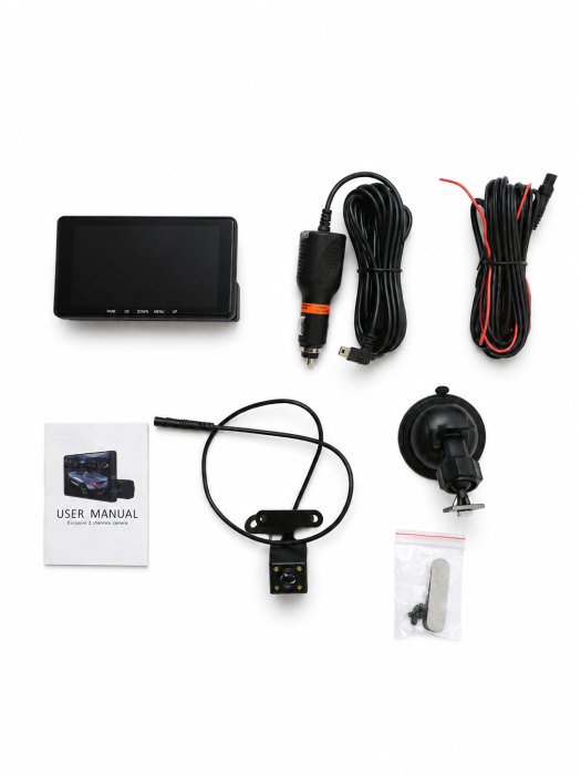 Camera bord auto tripla DVR XH-208 Full HD, 4”, fața + interior + spate, Ridesharing [7]