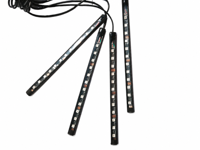 Kit 4 benzi LED picioare RGB auto, 12 LED/banda, telecomanda [3]