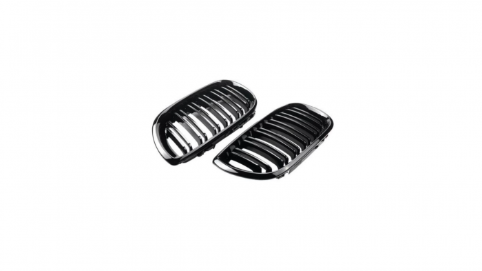 Set 2 grile duble, negru lucios, M Design pentru BMW E46 4 usi Nonfacelift [2]