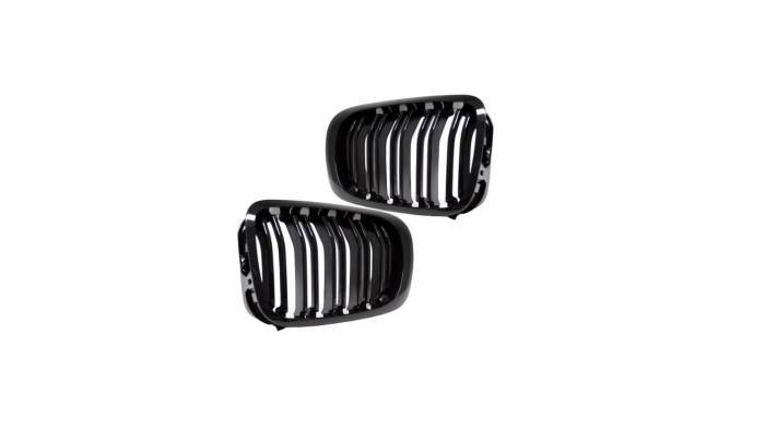Set 2 grile duble, negru lucios, M Design pentru BMW E46 Coupe Nonfacelift [6]