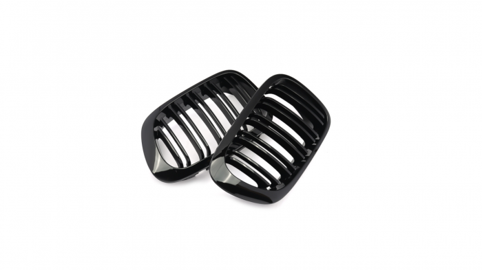 Set 2 grile duble, negru lucios, M Design pentru BMW E46 Coupe Nonfacelift [5]