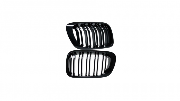 Set 2 grile duble, negru lucios, M Design pentru BMW E46 Coupe Nonfacelift [4]