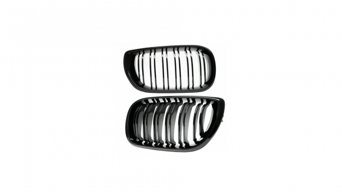 Set 2 grile duble, negru lucios, M Design pentru BMW E46 Facelift [4]