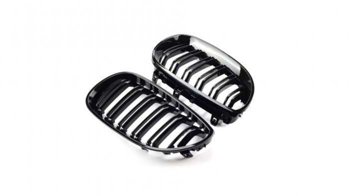 Set 2 grile duble, negru lucios, M Design pentru BMW E60 [4]