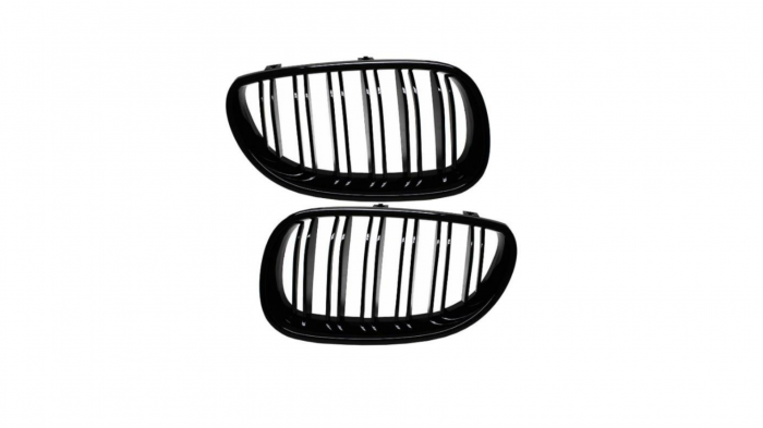 Set 2 grile duble, negru lucios, M Design pentru BMW E60 [7]