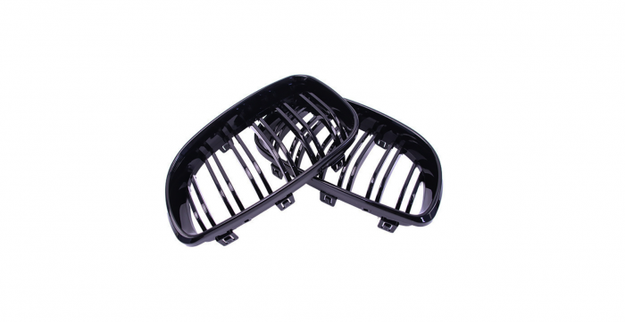 Set 2 grile duble, negru lucios, M Design pentru BMW E81 E87 Facelift [5]