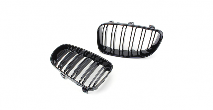 Set 2 grile duble, negru lucios, M Design pentru BMW E81 E87 Facelift [2]