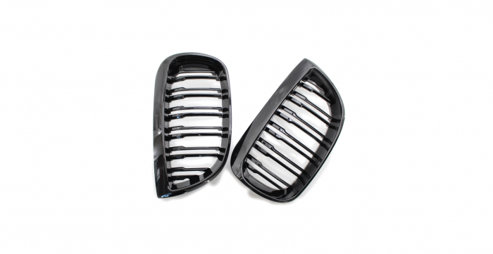 Set 2 grile duble, negru lucios, M Design pentru BMW E81 E87 Nonfacelift [2]