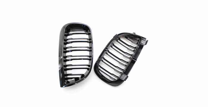 Set 2 grile duble, negru lucios, M Design pentru BMW E81 E87 Nonfacelift [3]
