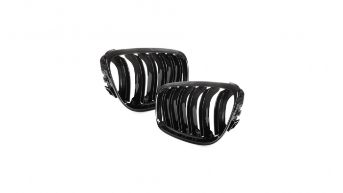 Set 2 grile duble, negru lucios, M Design pentru BMW E90 Facelift [5]