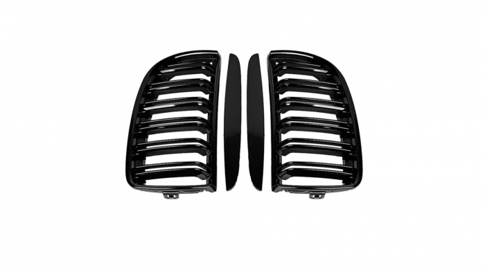 Set 2 grile duble, negru lucios, M Design pentru BMW E90 Nonfacelift [2]