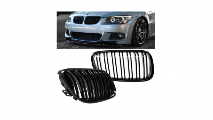 Set 2 grile duble, negru lucios, M Design pentru BMW E92 Facelift [5]