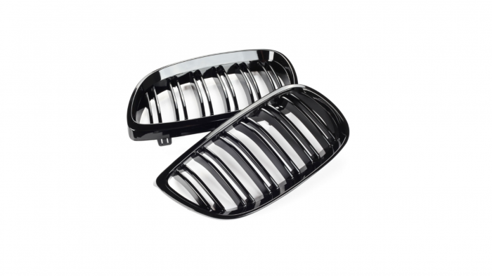 Set 2 grile duble, negru lucios, M Design pentru BMW E92 Nonfacelift [4]