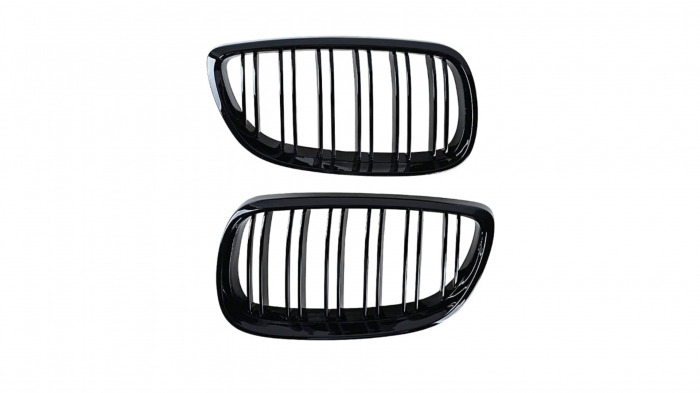 Set 2 grile duble, negru lucios, M Design pentru BMW E92 Nonfacelift [3]