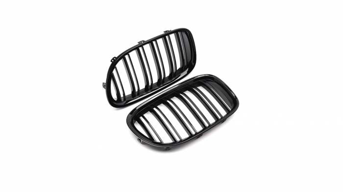 Set 2 grile duble, negru lucios, M Design pentru BMW F01 F02 [6]